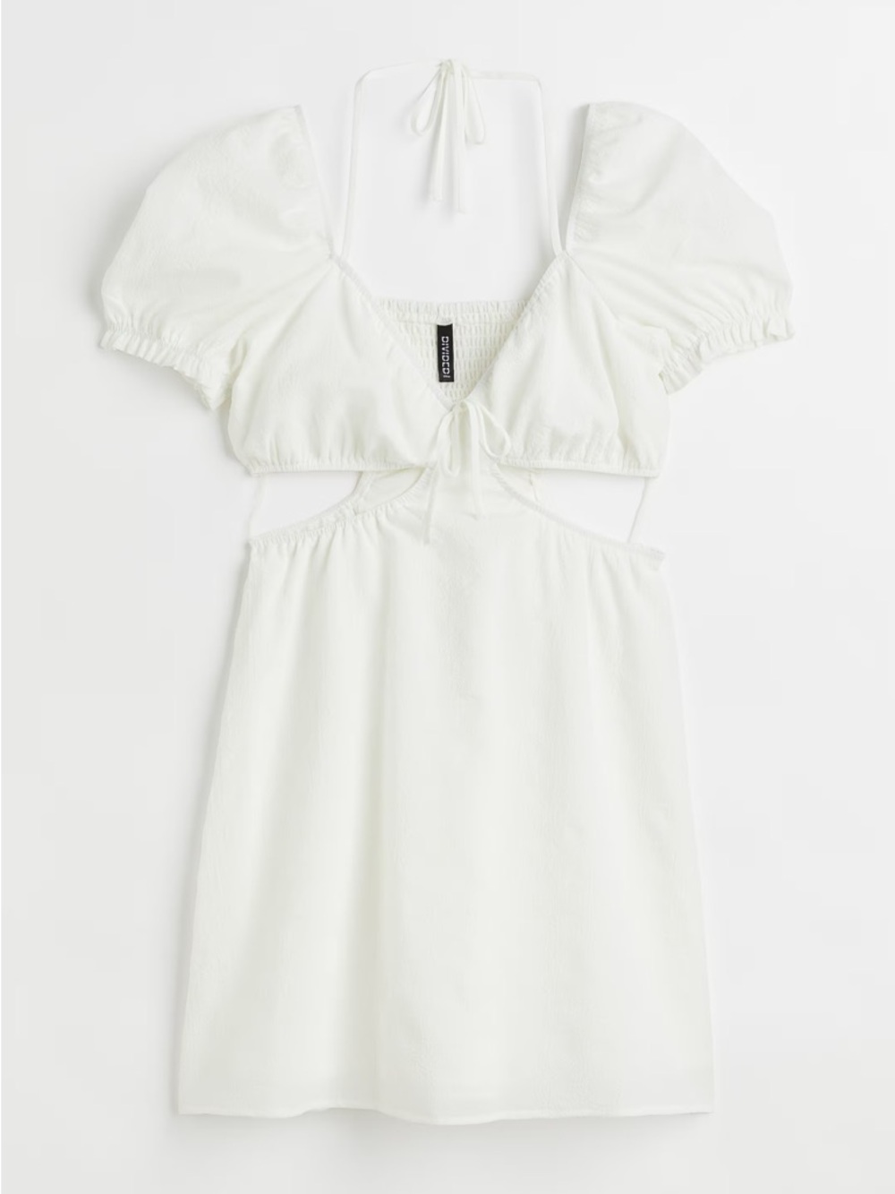 H&M Divided White Cutout Puff Sleeve Mini Dress